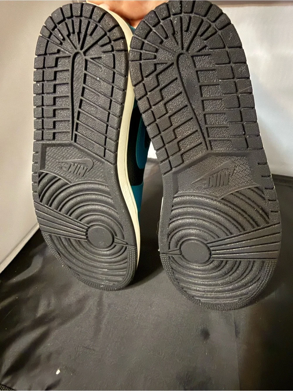 Nike Air Jordan 1 Low SE “Split” Top Sneakers — Black & Teal